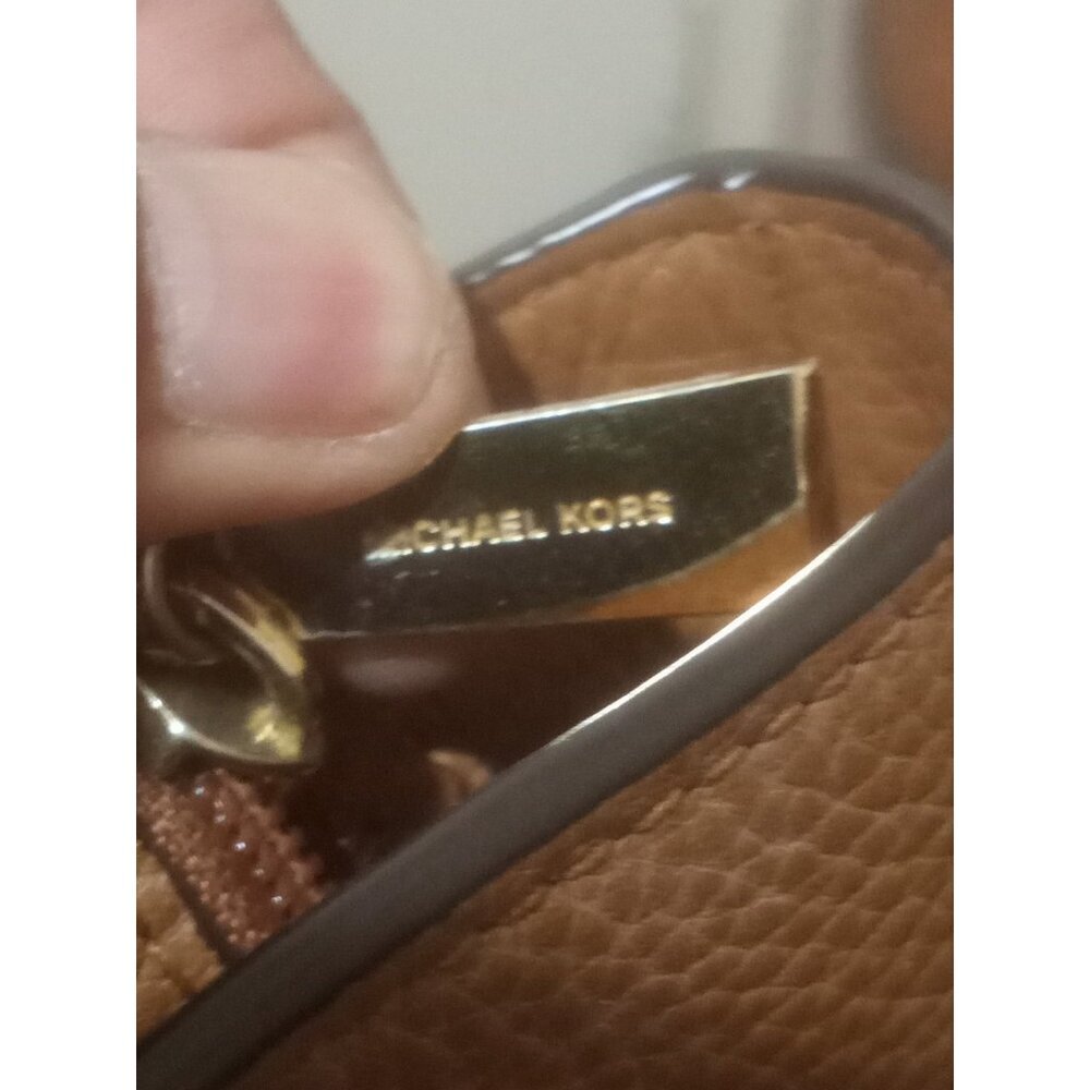 Michael Kors Bedford Tote Shoulder Bag Pebbled Brown Tan Pockets - Picture 9 of 12